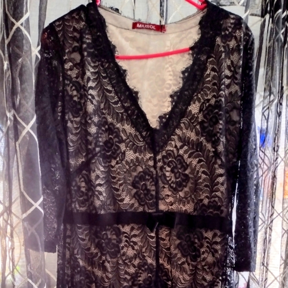 Gorgeous full length black illusion lace gown